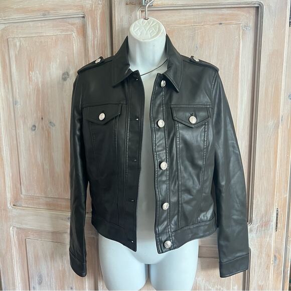 Calvin Klein Vegan Faux Leather Moto Jacket NEW Women’s XS - Picture 3 of 9